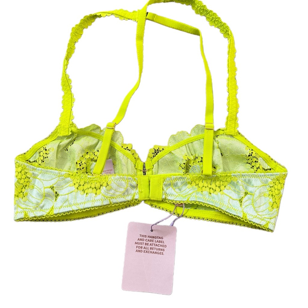 Savage X Fenty Neon Yellow Floral Lace Bralette - Picture 2 of 4